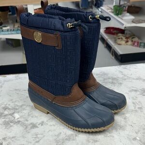 Tommy Hilfiger Navy and Brown Winter Boots